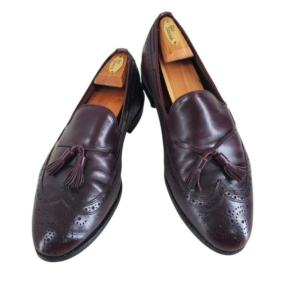 Allen Edmonds Manchester Wingtip Tassel Dress Shoes Loafer Mens 11 E Oxblood Red - Picture 1 of 12